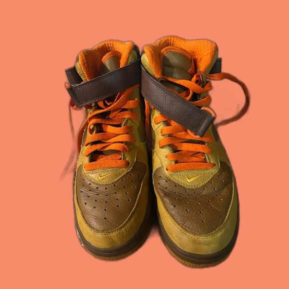 Sz 9.5 Vtg Nike Air Force 1 Mid Premium QK Thanksgiving Sneakers Shoes main image 3